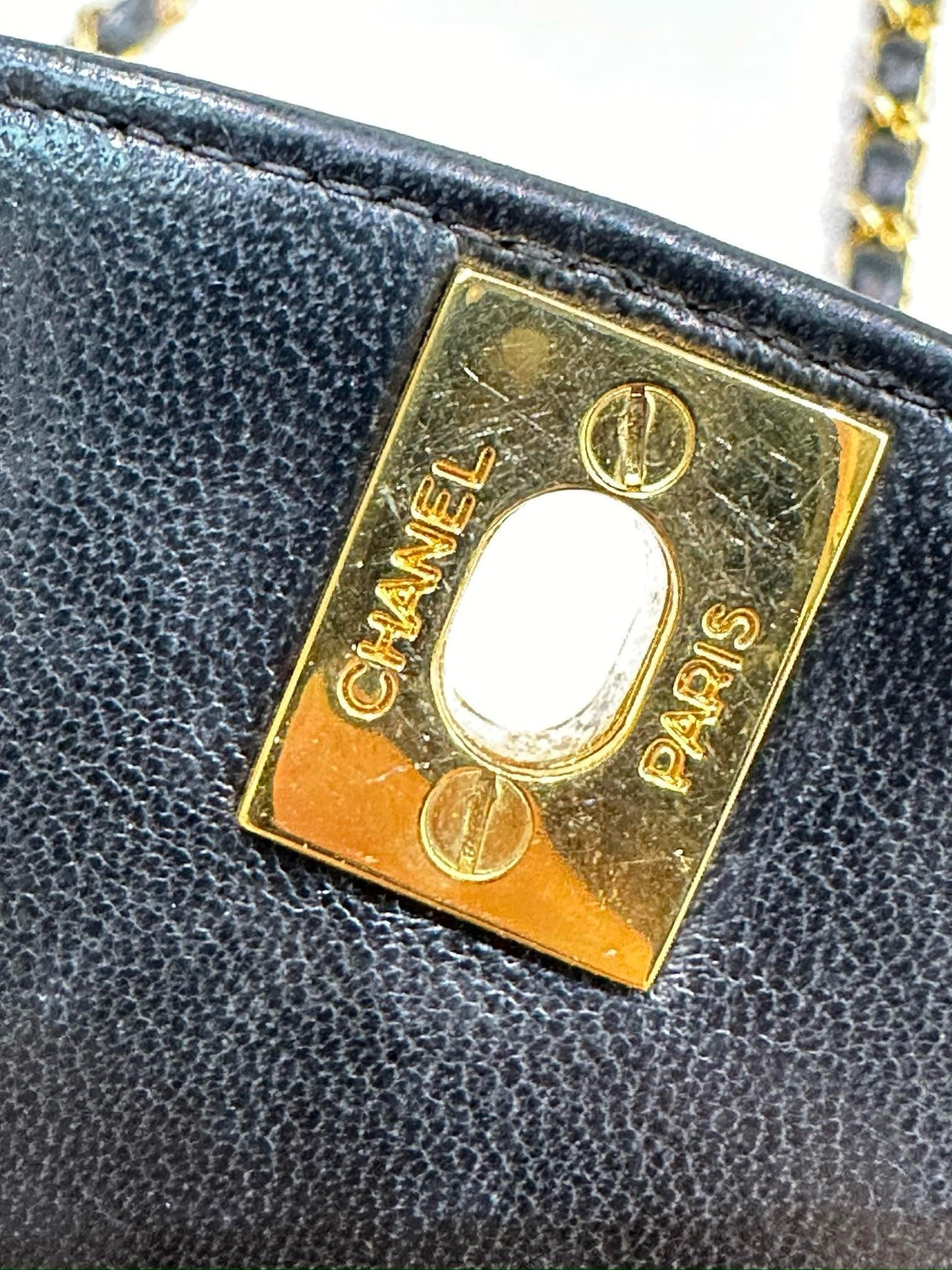 Chanel Small Vintage Diana Lambskin Should Flap Bag Black GHW 2 Holo