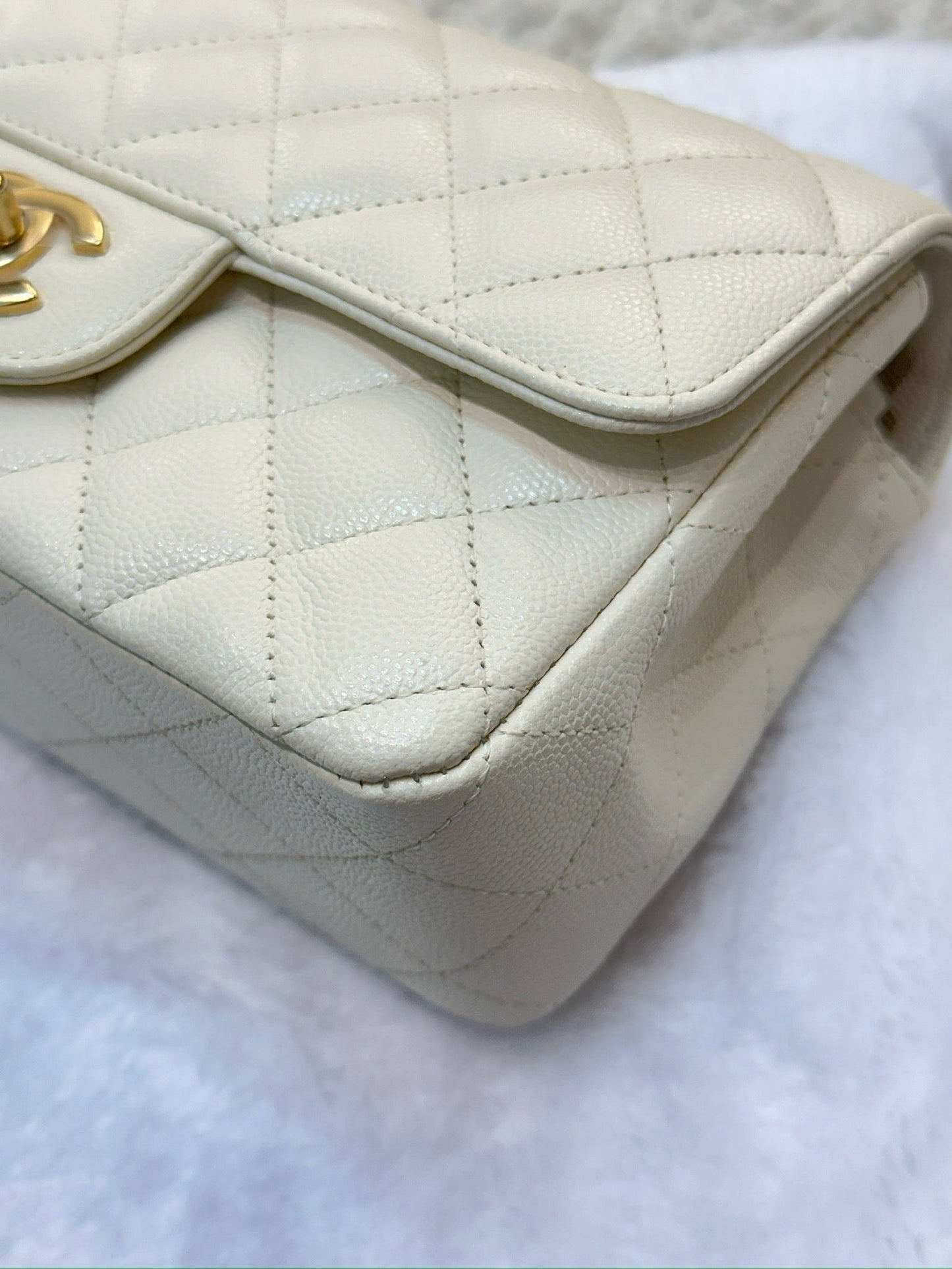 Chanel Mini Rectangle Caviar Ivory 17C GHW