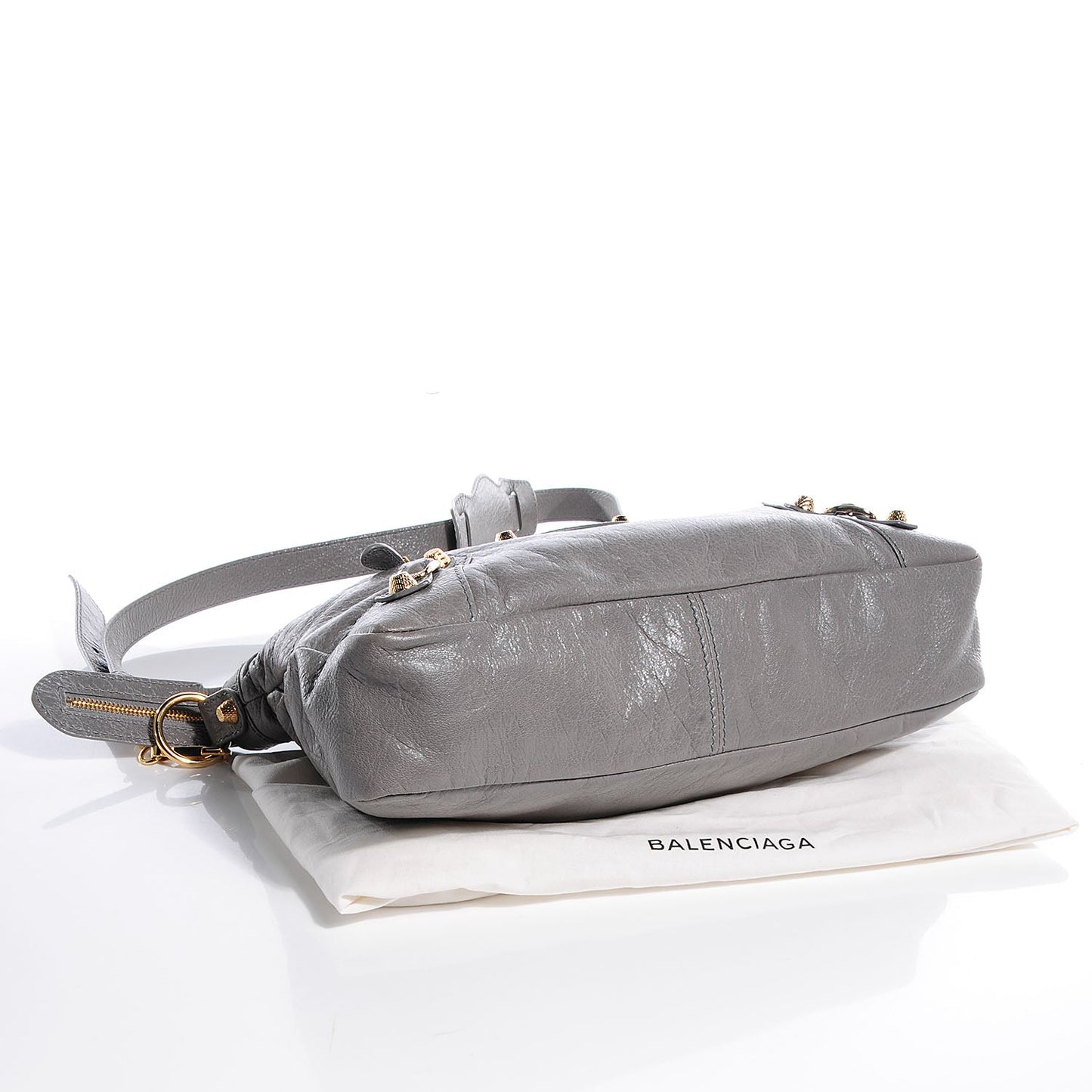 BALENCIAGA AGNEAU LAMBSKIN LEATHER MEDIUM CITY TOWN GRIS PYRITE BAG