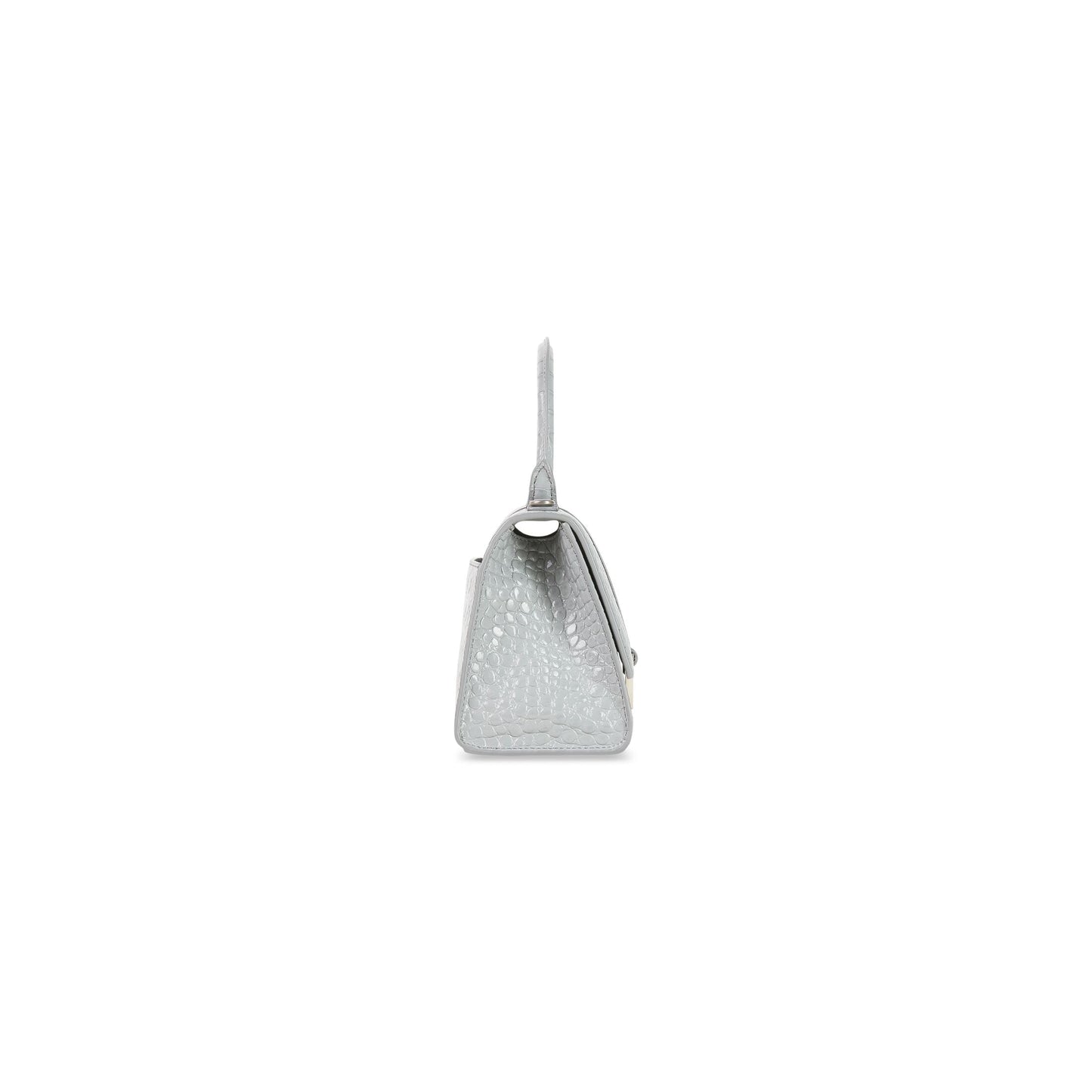BALENCIAGA HOURGLASS SMALL HANDBAG CROCODILE EMBOSSED IN GREY