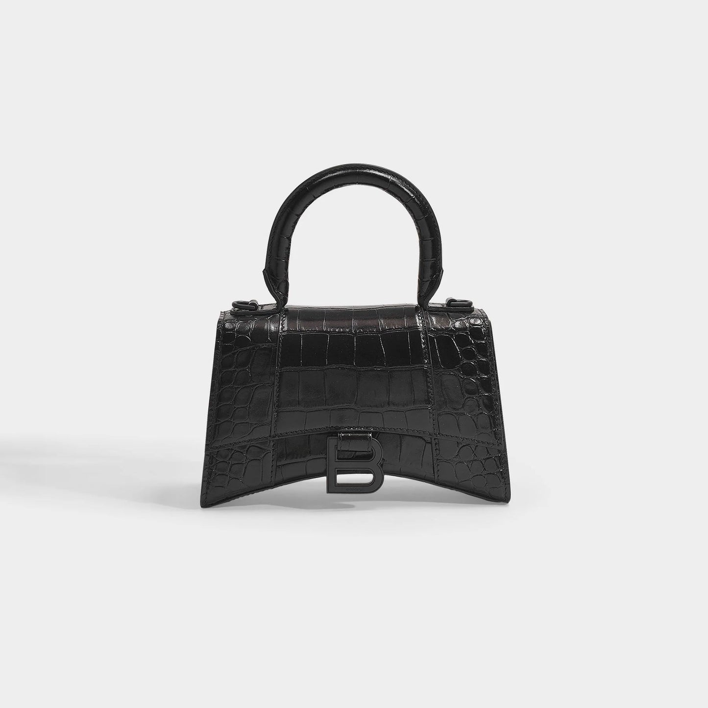 BALENCIAGA CROC EMBOSSED LEATHER HOURGLASS XS CROSSBODY BAG