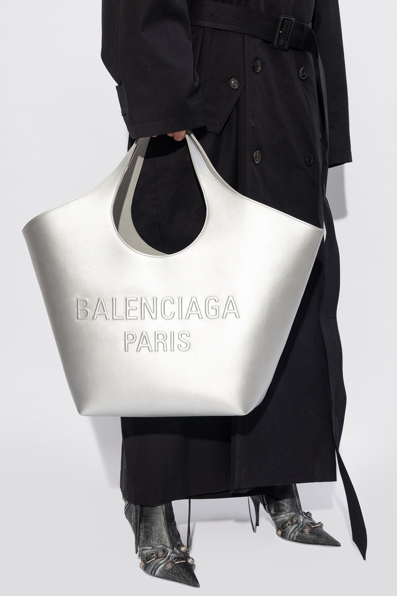 BALENCIAGA METALLIC CALFSKIN MEDIUM MARY KATE TOTE BAG