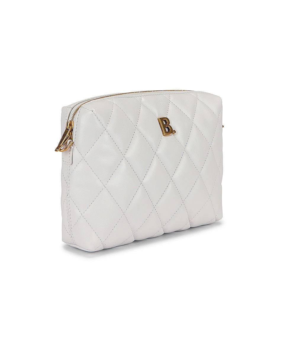 BALENCIAGA B QUILTED NAPPA LEATHER CAMERA CROSSBODY BAG