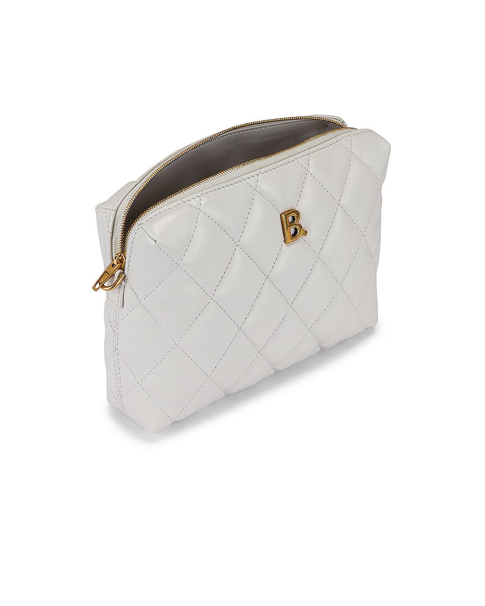 BALENCIAGA B QUILTED NAPPA LEATHER CAMERA CROSSBODY BAG