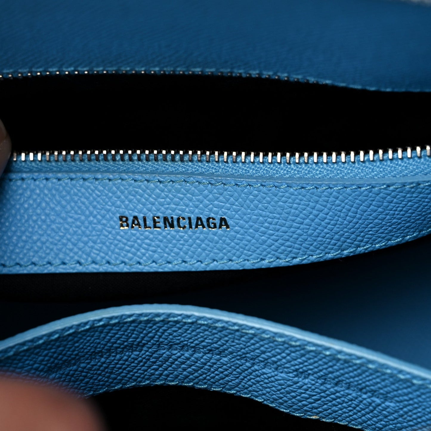 BALENCIAGA SIGNATURE GRAINED CALFSKIN SMALL VILLE LOGO TOP-HANDLE BAG
