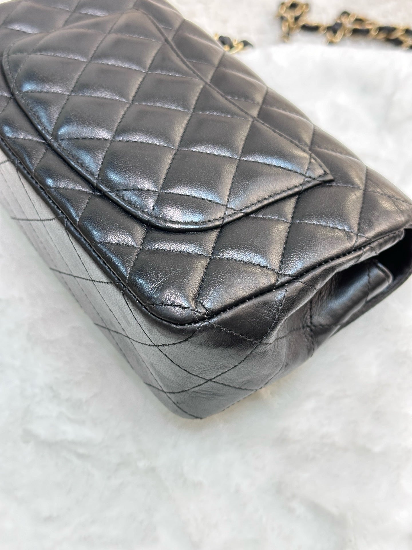 Chanel Mini Rectangular Lambskin Quilted Studded Flap Black
