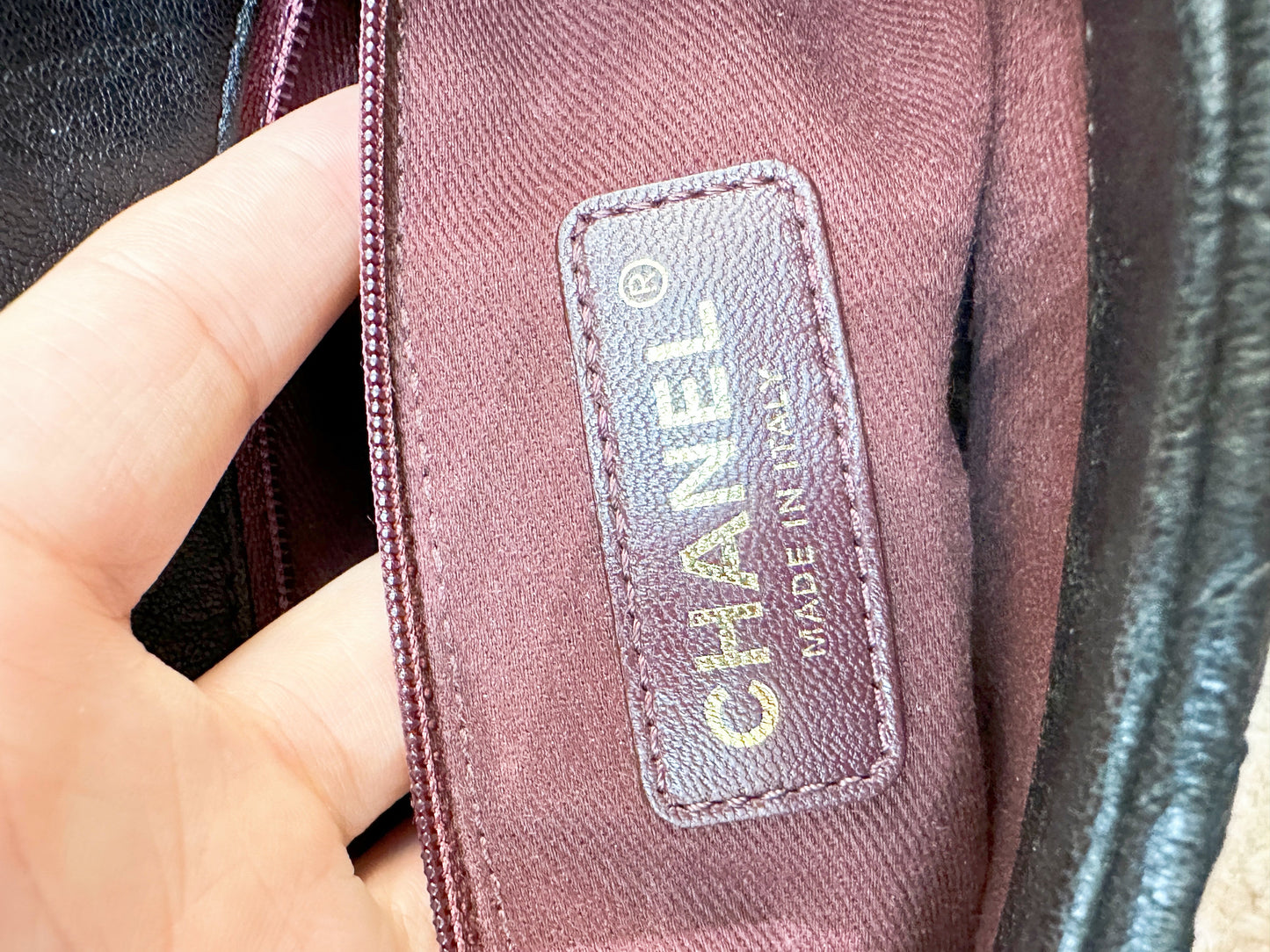 Chanel Black Chevron Leather Small Classic Flap Bag