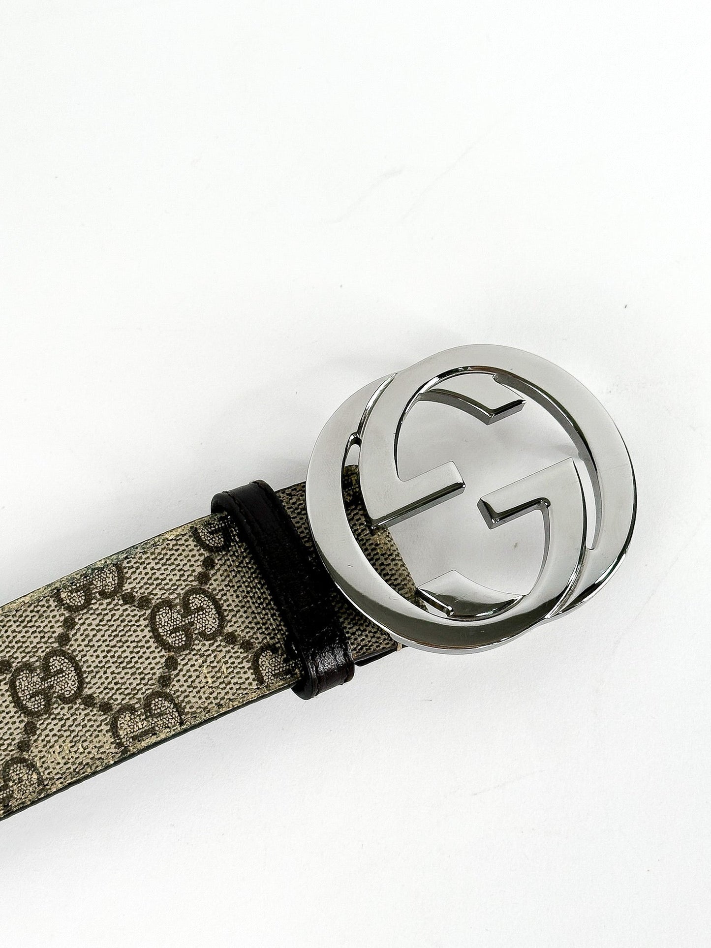 Gucci Beige GG Supreme Canvas Interlocking G Buckle Belt