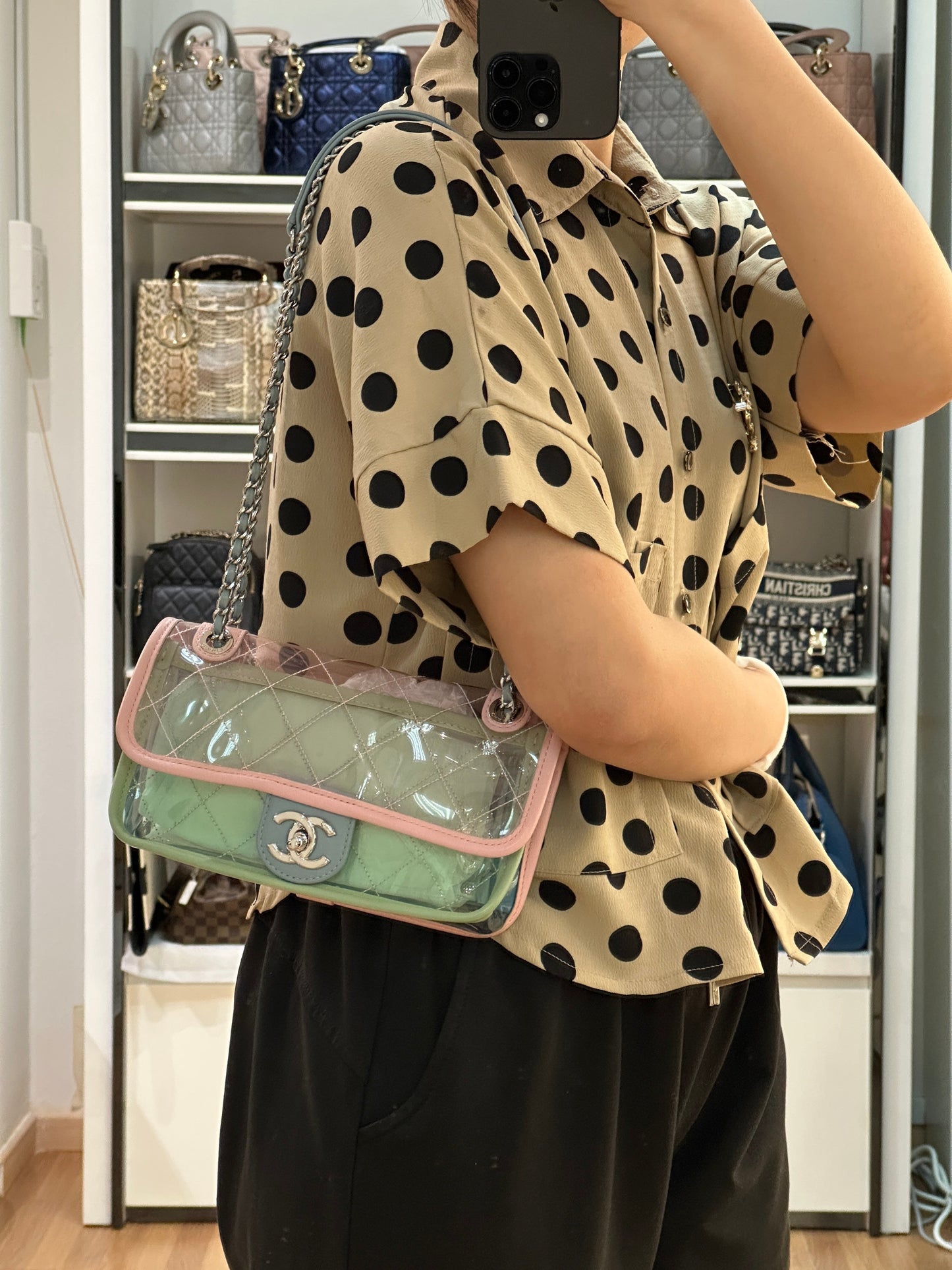 Chanel Coco Splash PVC Mini Flap Bag Pink/Blue/Green 2576 holo