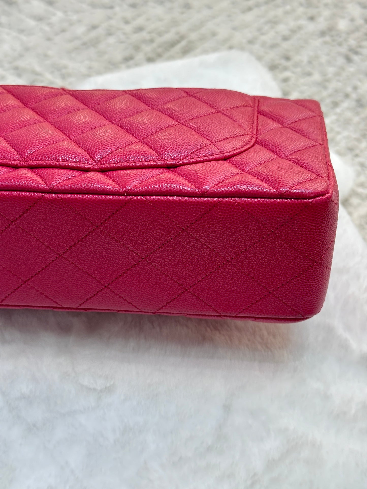 CHANEL Small Classic Double Flap Caviar Quilted Red GHW 