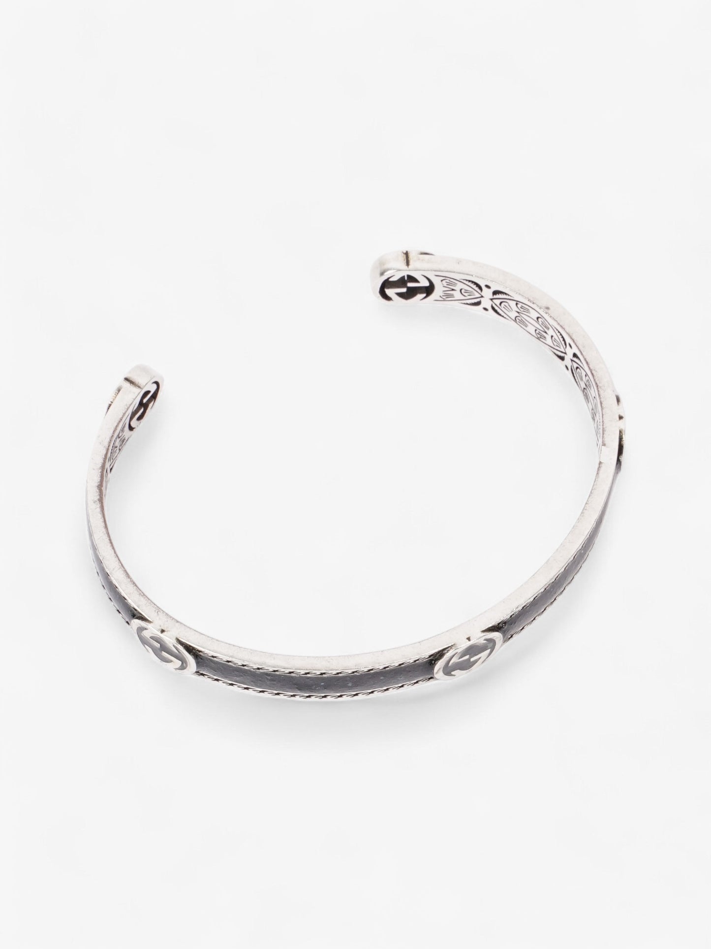 Gucci Interlocking G Bangle Black / Silver Silver Sterling 19