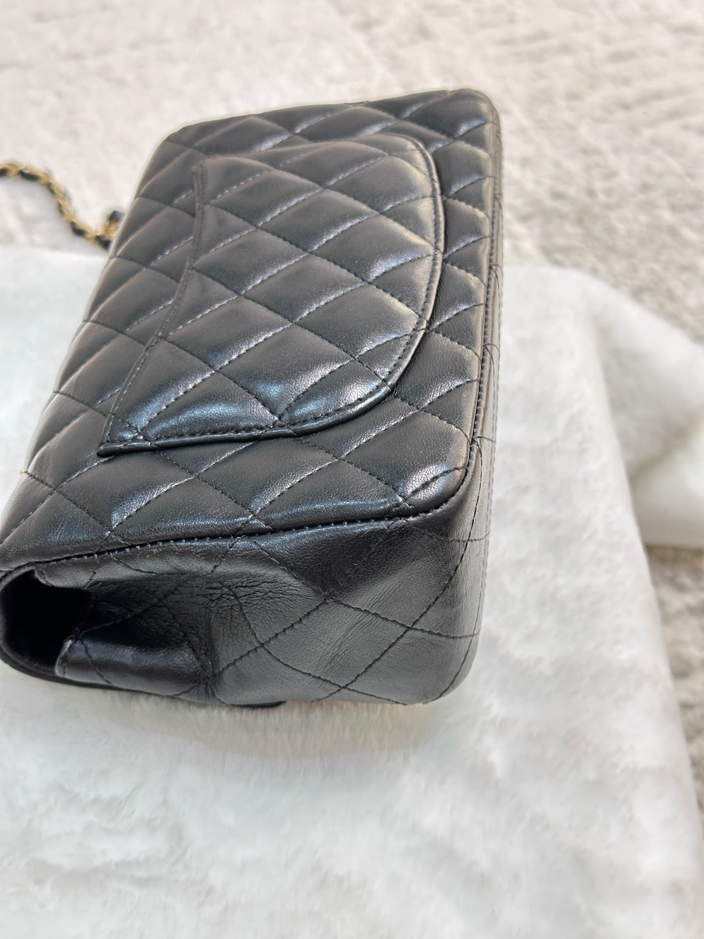 Chanel Mini Rectangular Lambskin Quilted Studded Flap Black