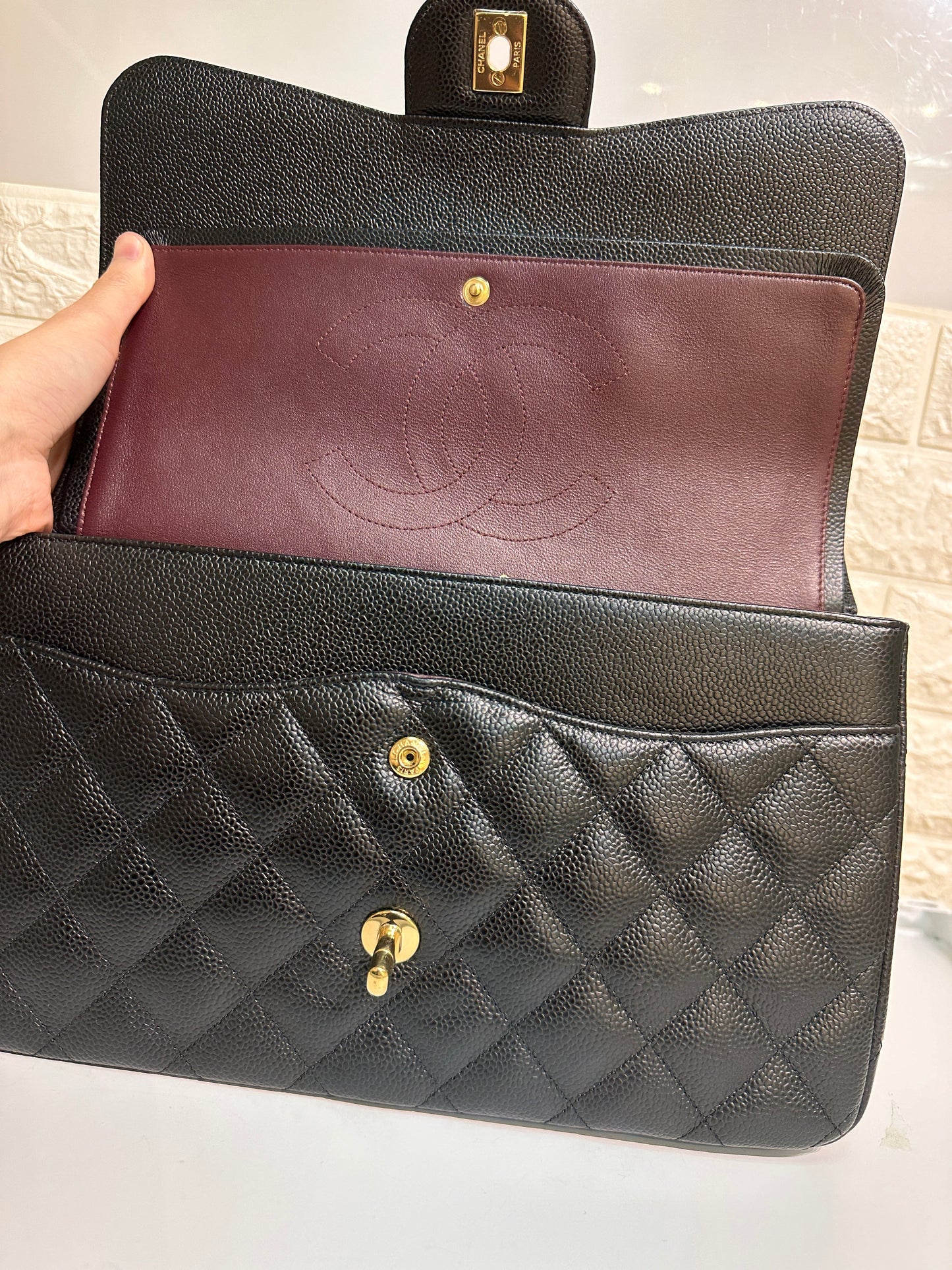 Chanel Jumbo Classic Double Flap Bag Black Caviar GHW