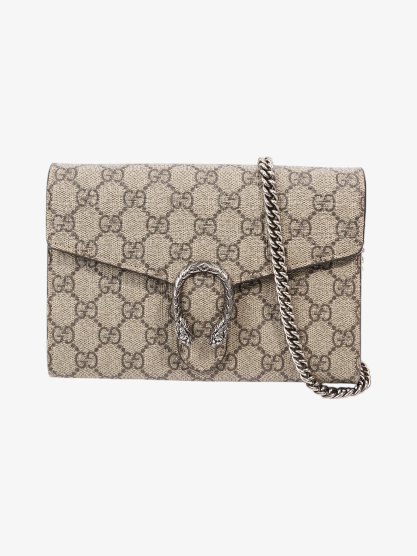 Gucci Dionysus Chain Wallet GG Supreme / Beige / Ebony Coated Canvas