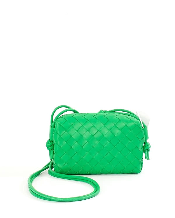 BOTTEGA VENETA NAPPA LEATHER INTECCIATO MINI LOOP CAMERA BAG PARAKEET
