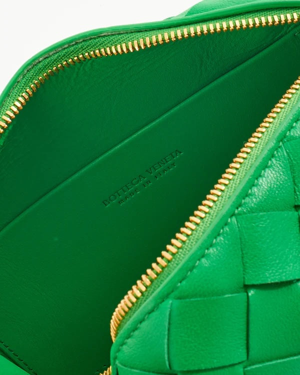 BOTTEGA VENETA NAPPA LEATHER INTECCIATO MINI LOOP CAMERA BAG PARAKEET
