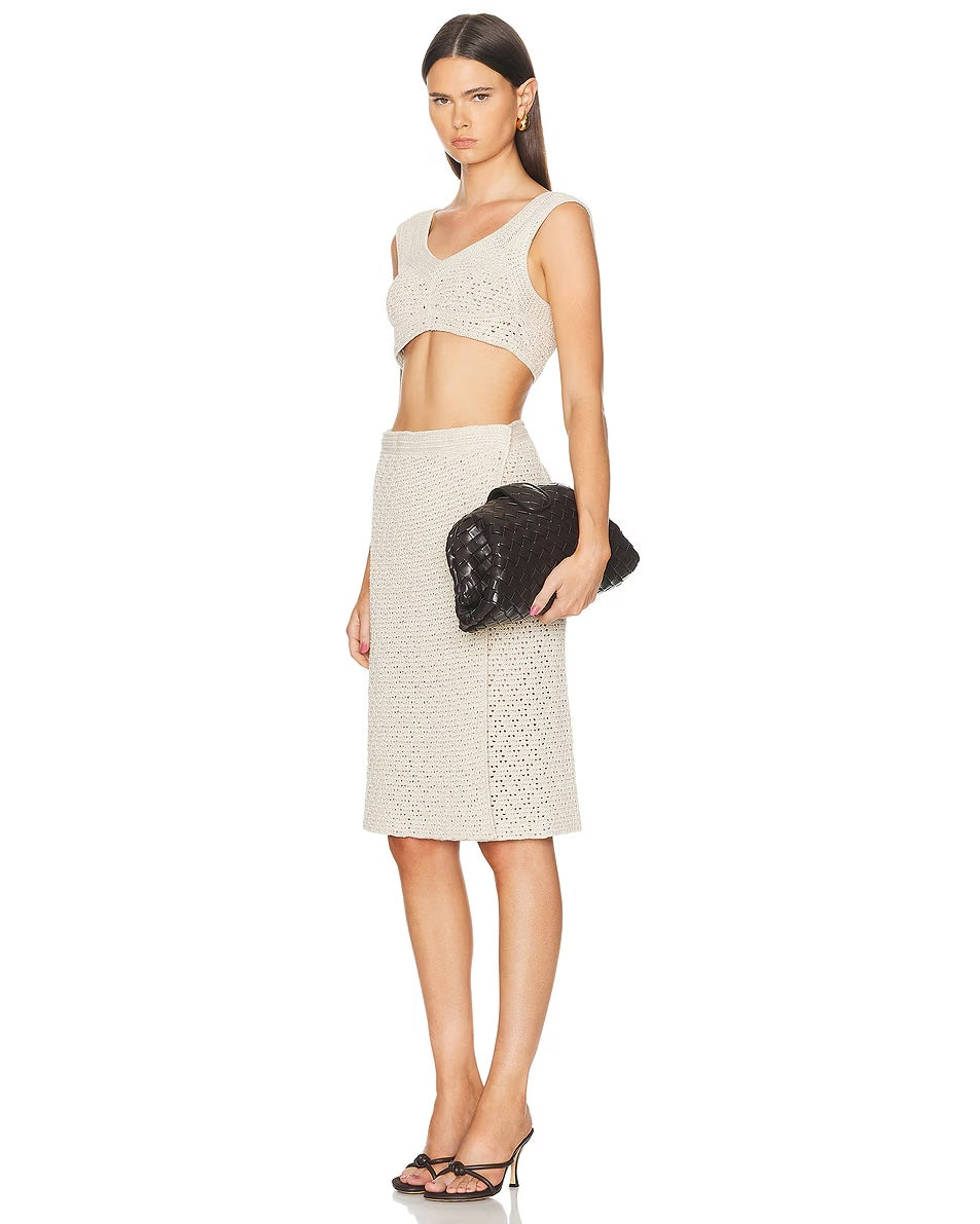 BOTTEGA VENETA LAUREN 1980 TEEN NAPPA LEATHER CLUTCH WITH CHAIN