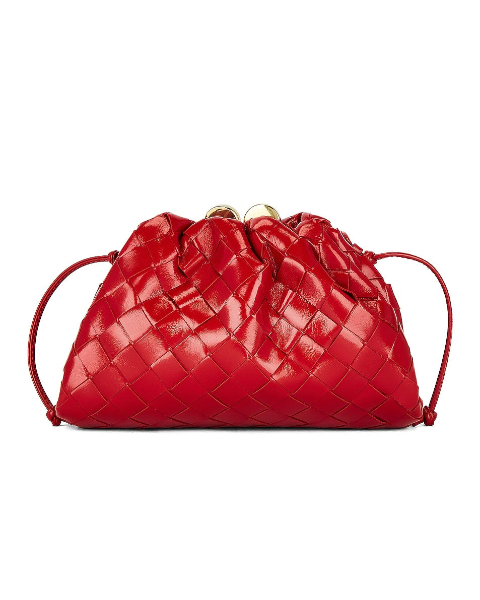 BOTTEGA VENETA MINI INTRECCIATO LEATHER CLUTCH CROSSBODY BAG