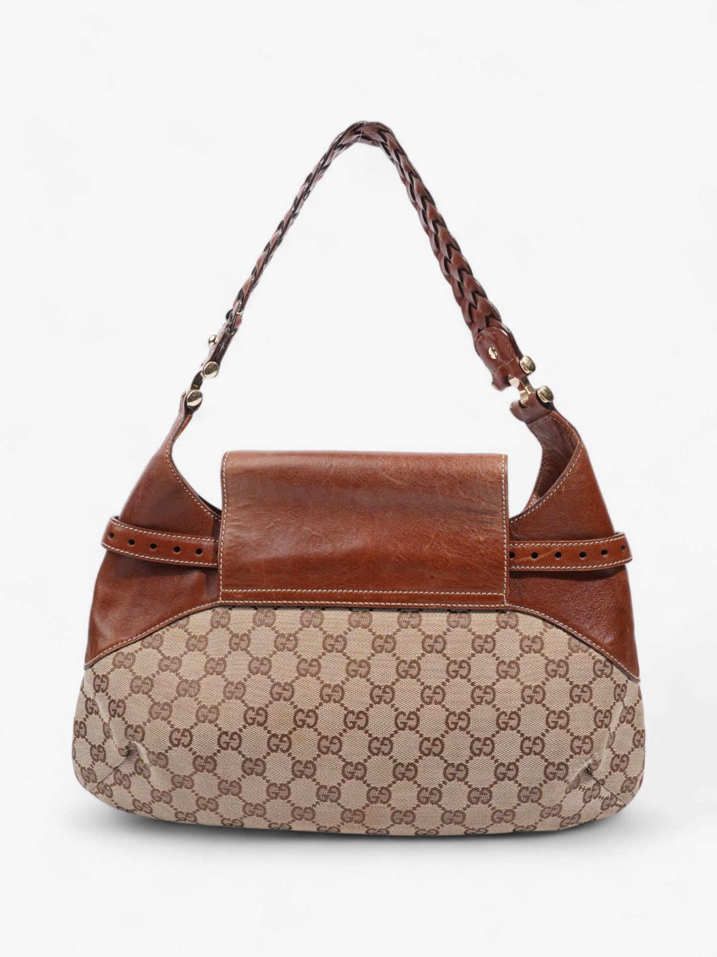 Gucci Horsebit Flap Beige And Ebony GG Supreme / Brown Canvas