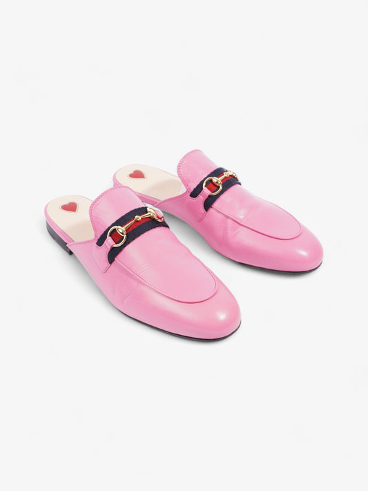 Gucci Malaga Kid Web Princetown Pink Tropical Flower Calfskin Leather EU 40 UK 7