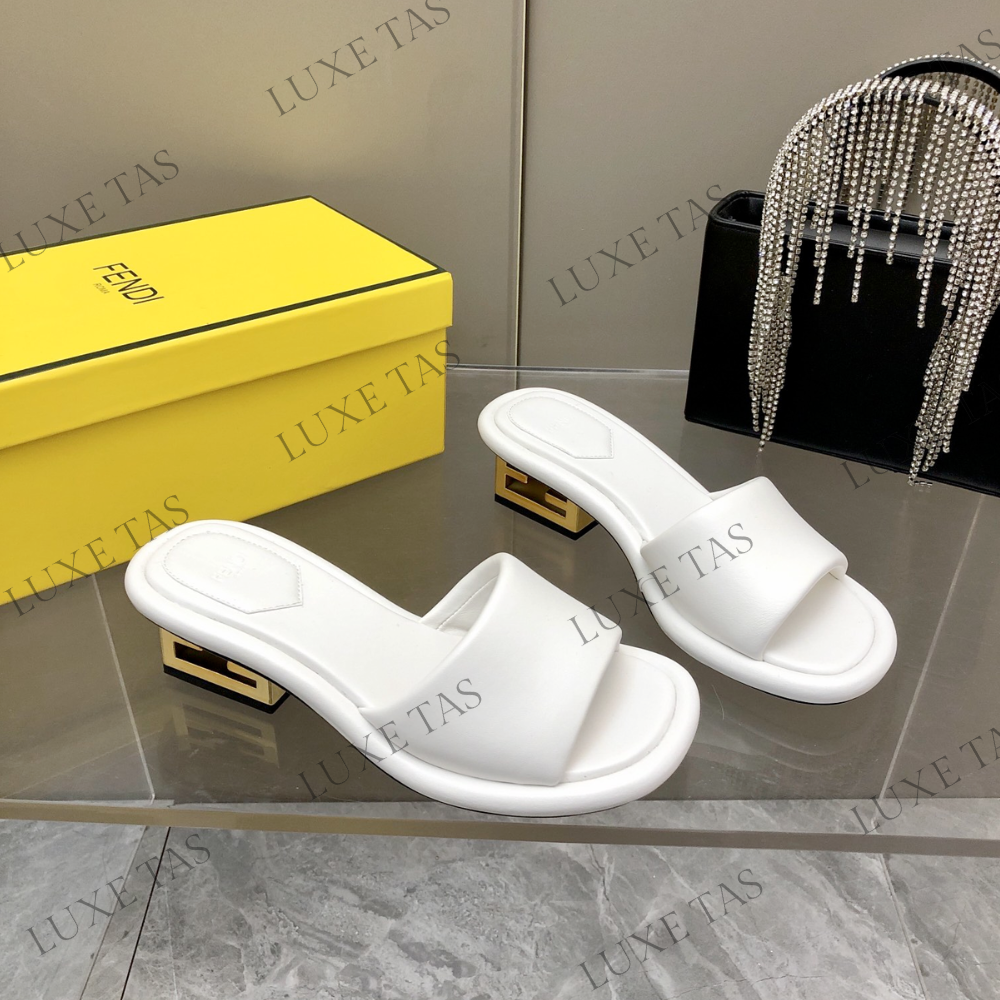Baguette White Nappa Leather Slides - Designer Slides & Sandals for Women