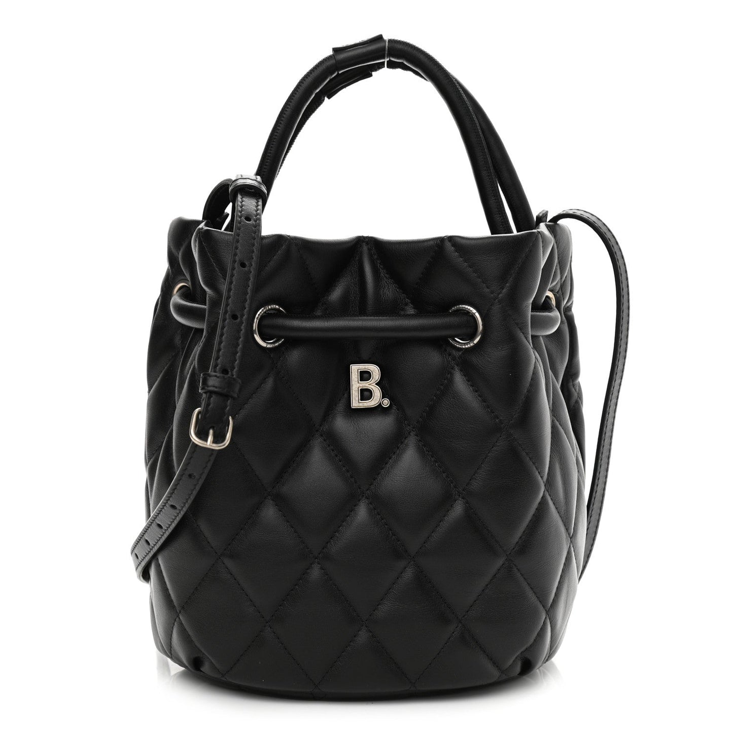 BALENCIAGA B QUILTED NAPPA LEATHER BUCKET BAG
