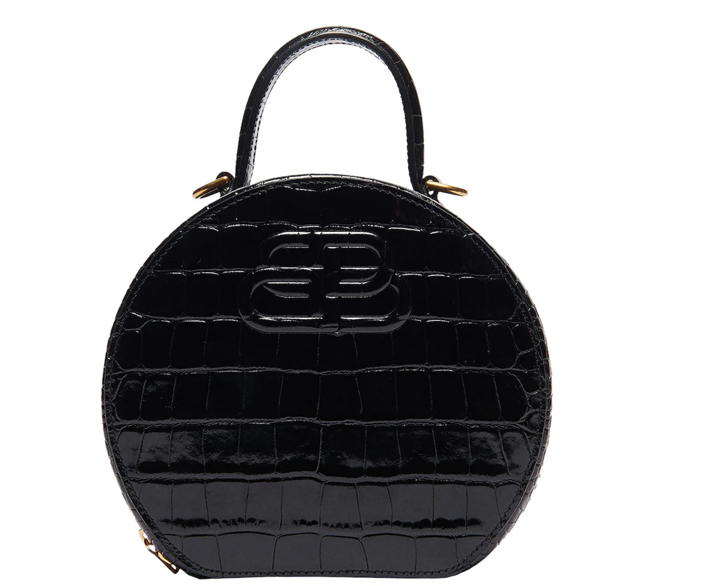 BALENCIAGA XS Embossed Croc Vanity Round Bag
