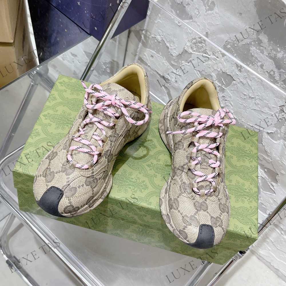 Beige & Ebony GG Run Sneaker - Designer Sneakers for Women