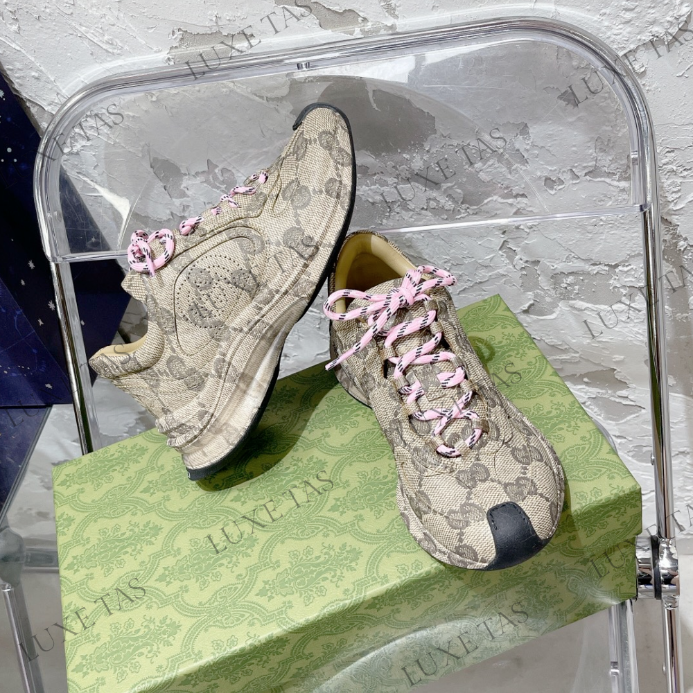 Beige & Ebony GG Run Sneaker - Designer Sneakers for Women