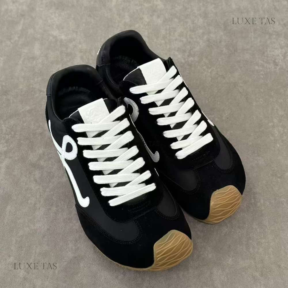 Black Ballet Runner 2.0 In Nylon And Calfskin Designer Sneakers for Men and Women