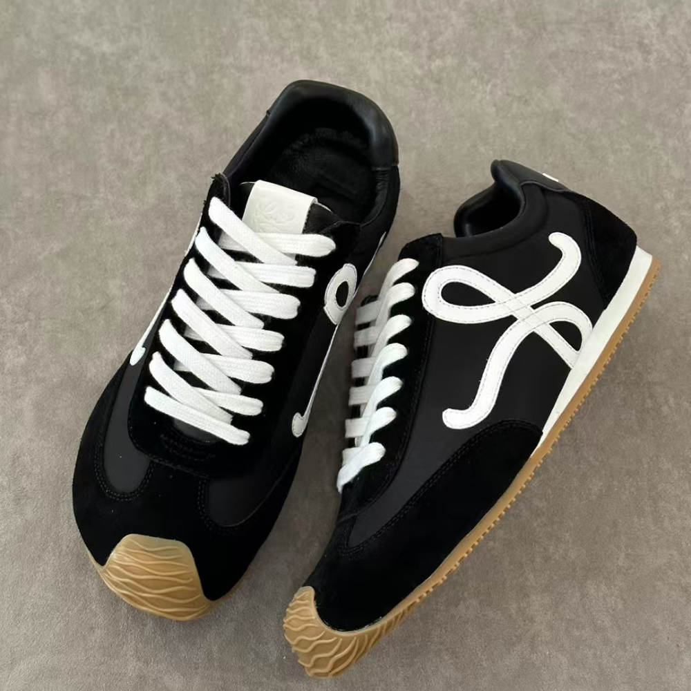 Black Ballet Runner 2.0 In Nylon And Calfskin Designer Sneakers for Men and Women