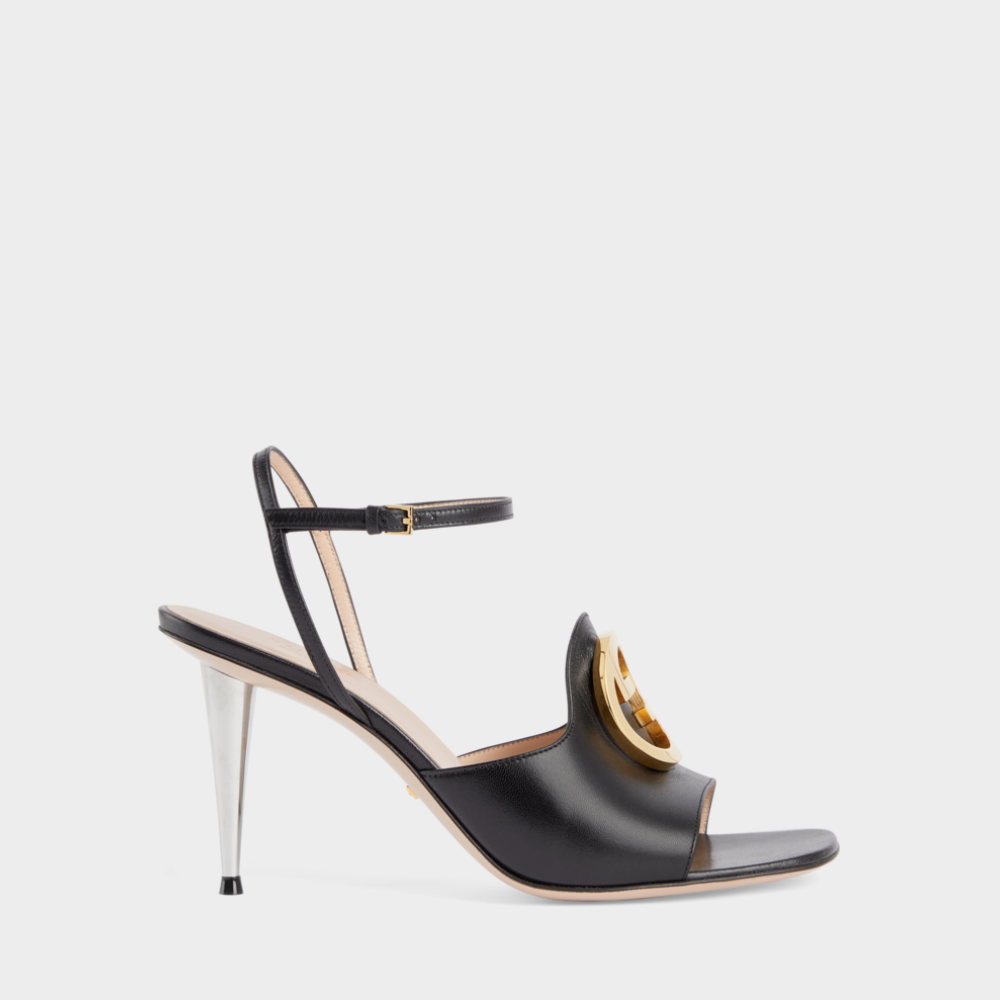 Black Blondie Heeled Sandal - Designer Slides & Sandals for Women