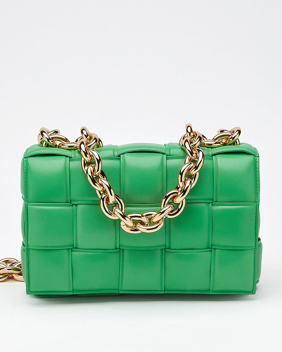 BOTTEGA VENETA LAMBSKIN MAXI INTRECCIATO PADDED CASSETTE CHAIN BAG