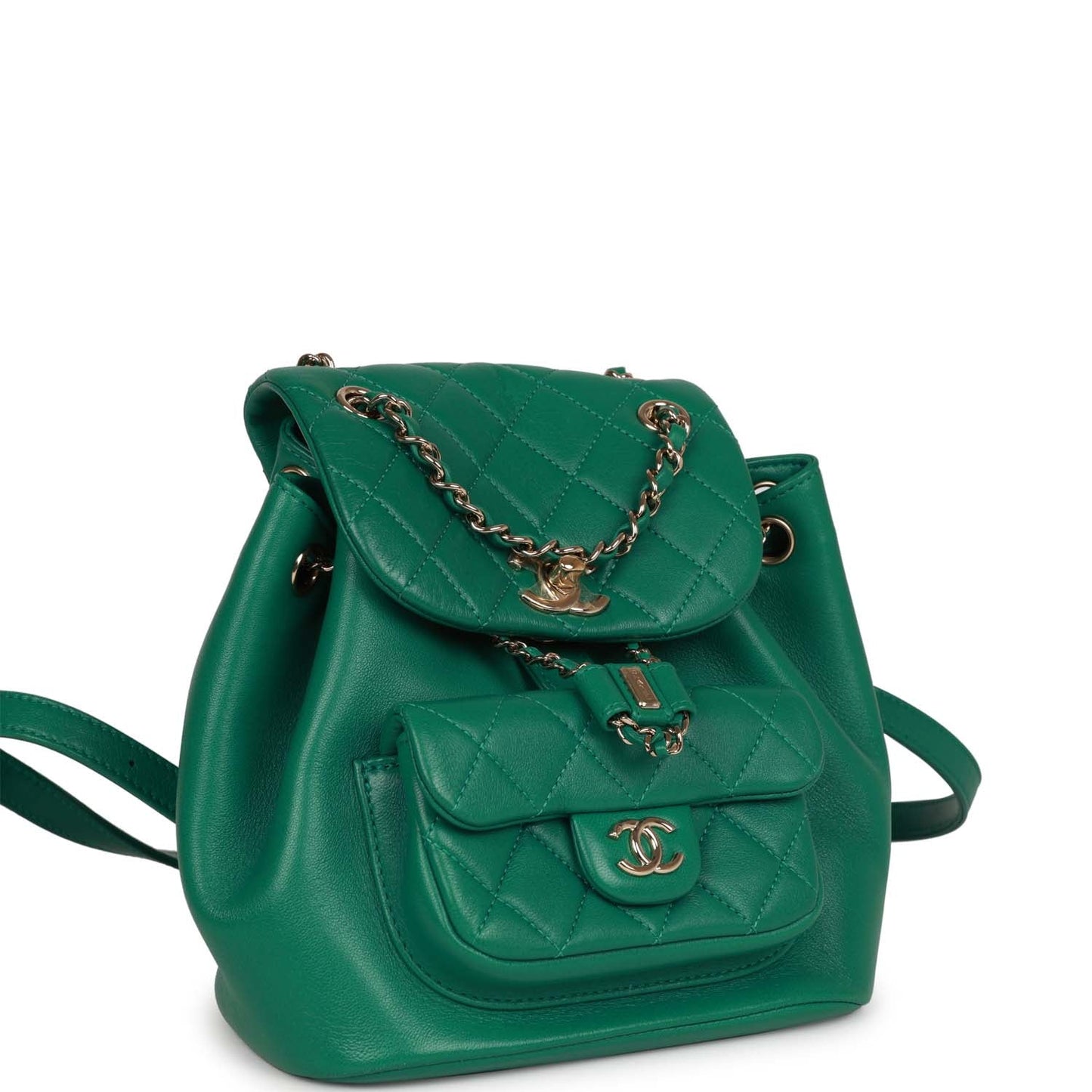 Chanel Small Duma Backpack Green Lambskin Light Gold Hardware