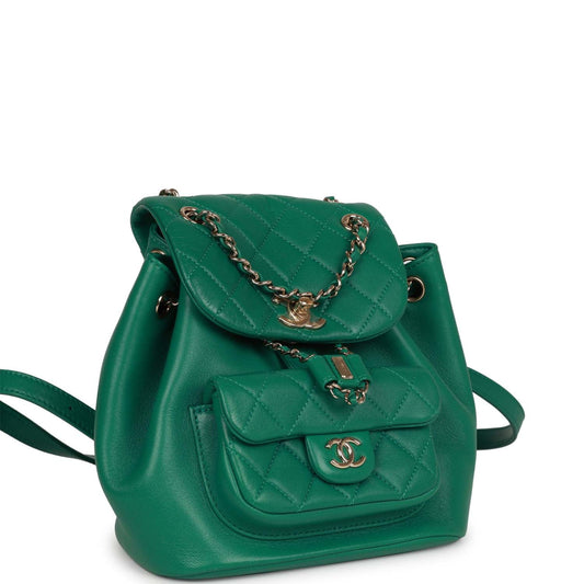 Chanel Small Duma Backpack Green Lambskin Light Gold Hardware