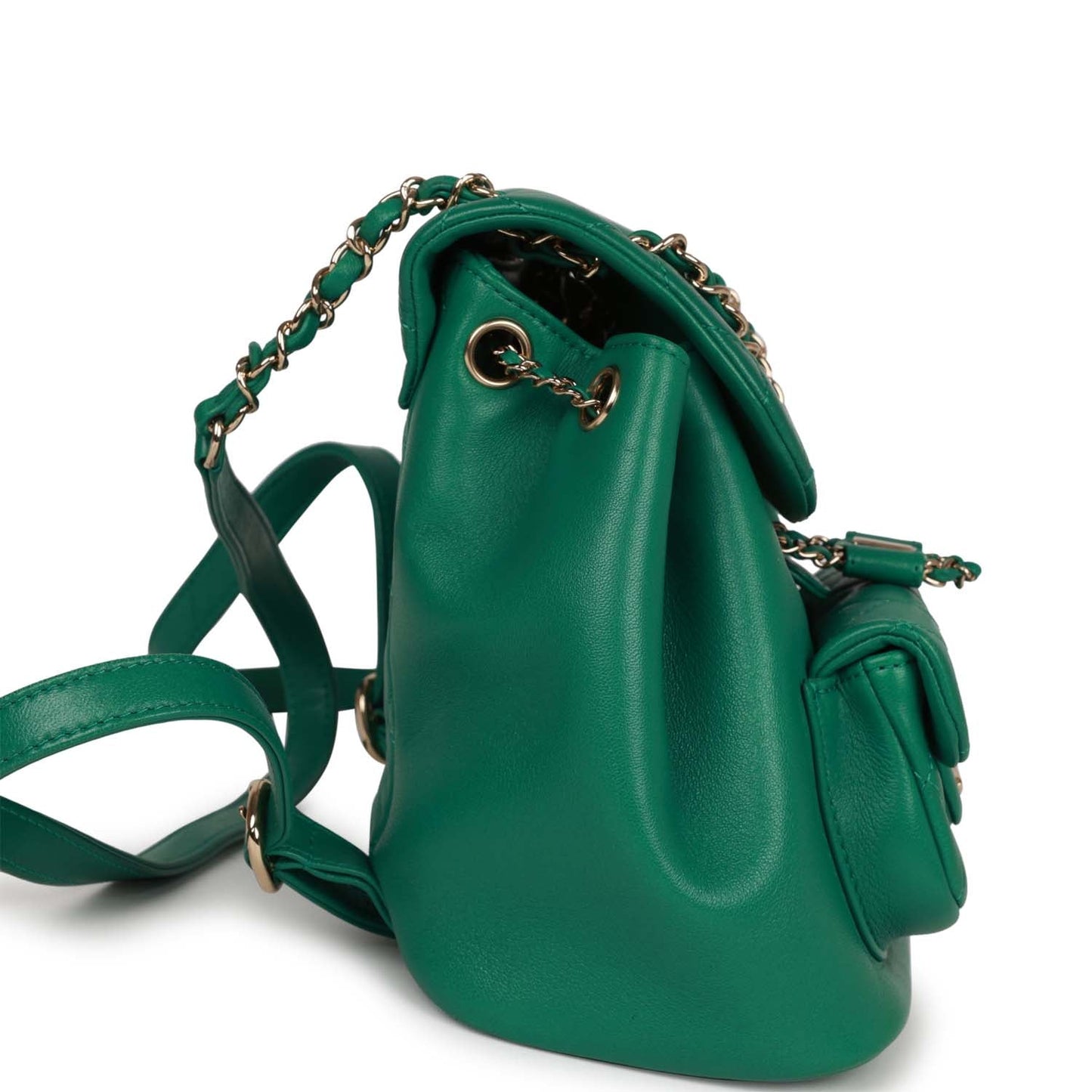Chanel Small Duma Backpack Green Lambskin Light Gold Hardware