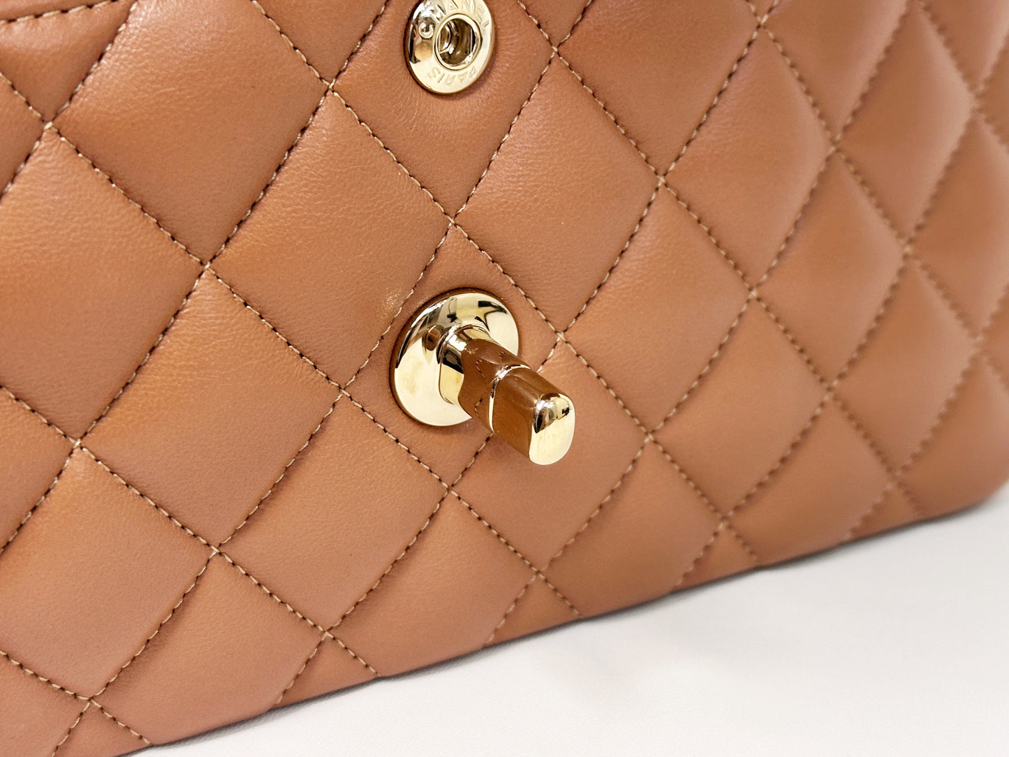 Chanel Small Lambskin Classic Double Flap Bag Dark Beige LGHW