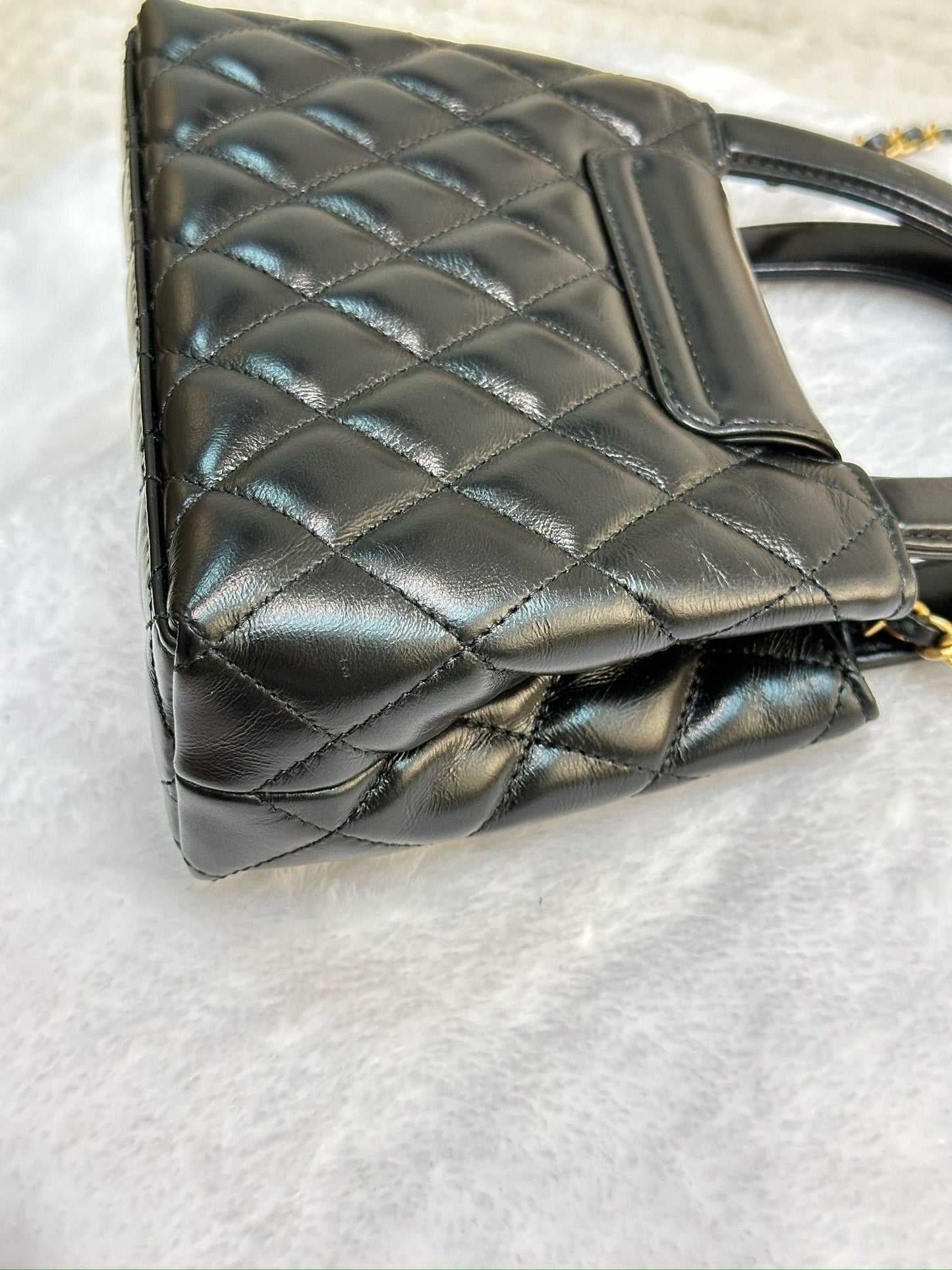 Chanel Lambskin Kelly Shopping Bag Black GHW 19cm