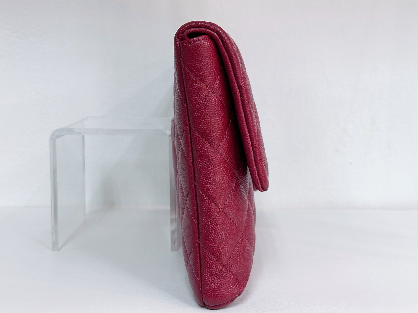 Chanel Flap Clutch Bag Red Caviar SHW 2645 holo card