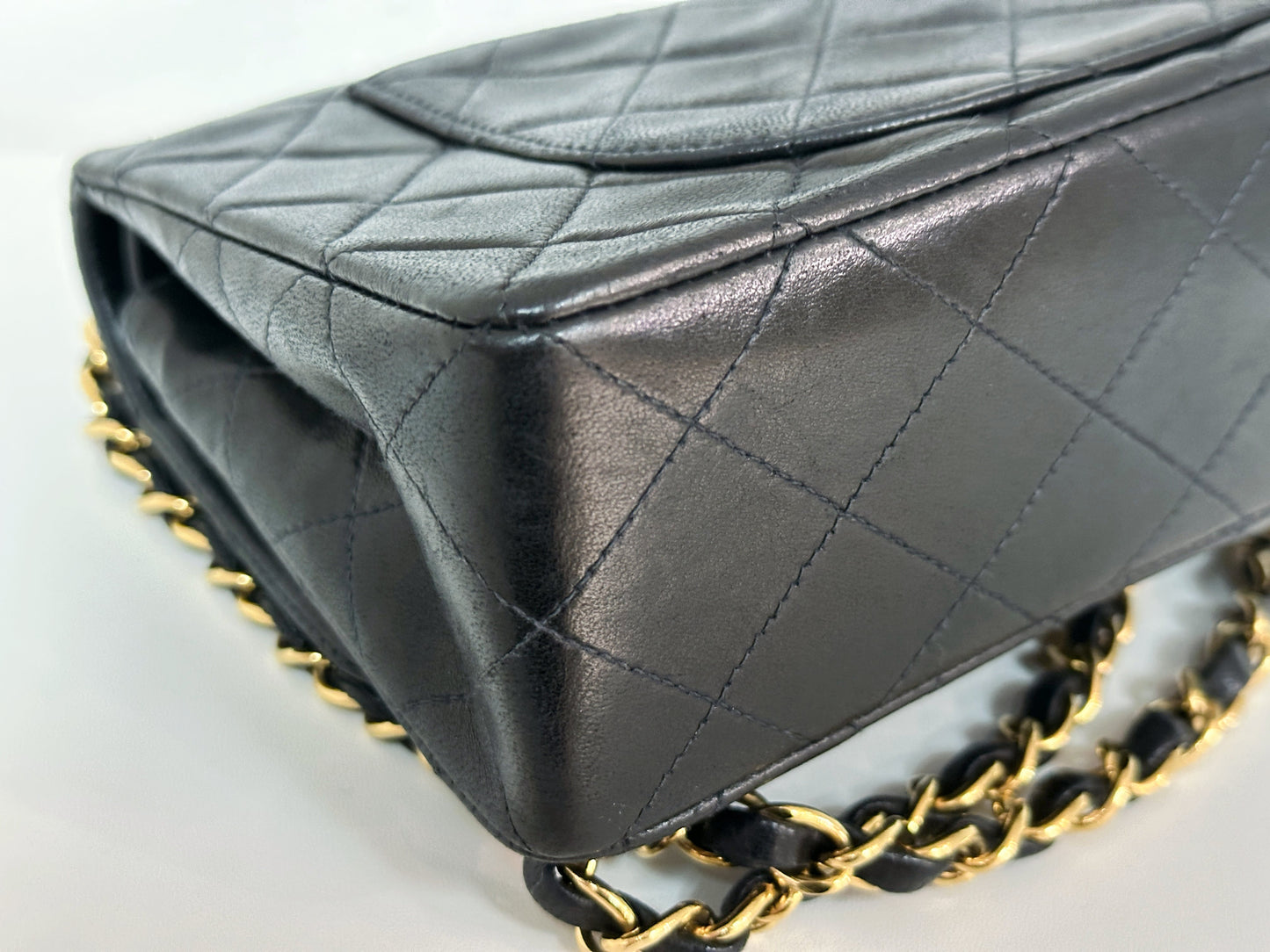 Chanel Vintage Black Quilted Lambskin Small Classic Double Flap Bag 4591 holo card