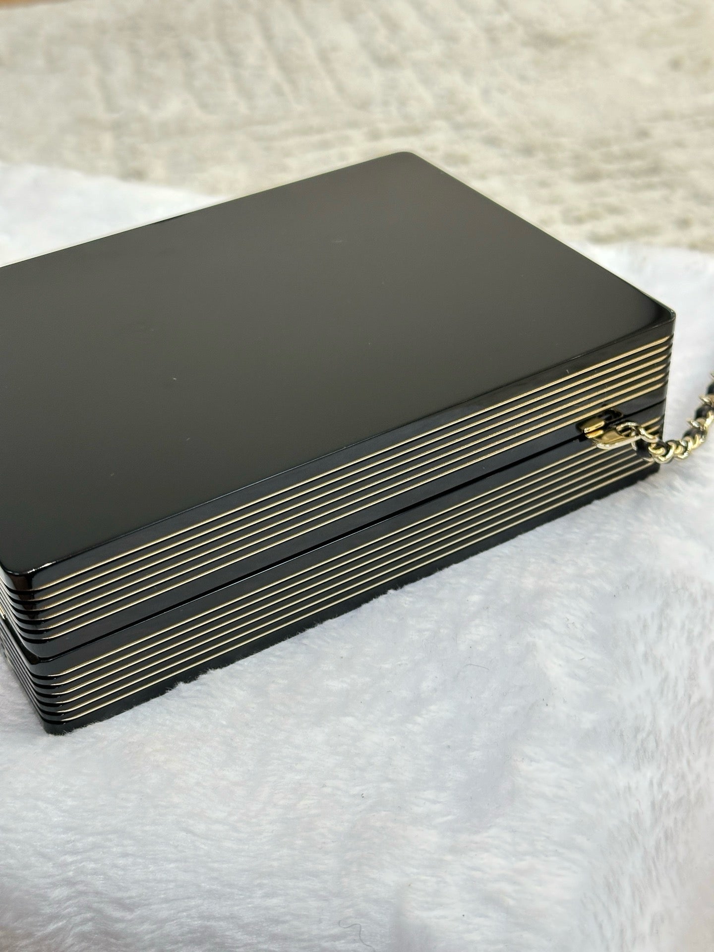 Chanel Plexiglass Pearl Playing Card Casino Minaudiere Clutch Black GHW