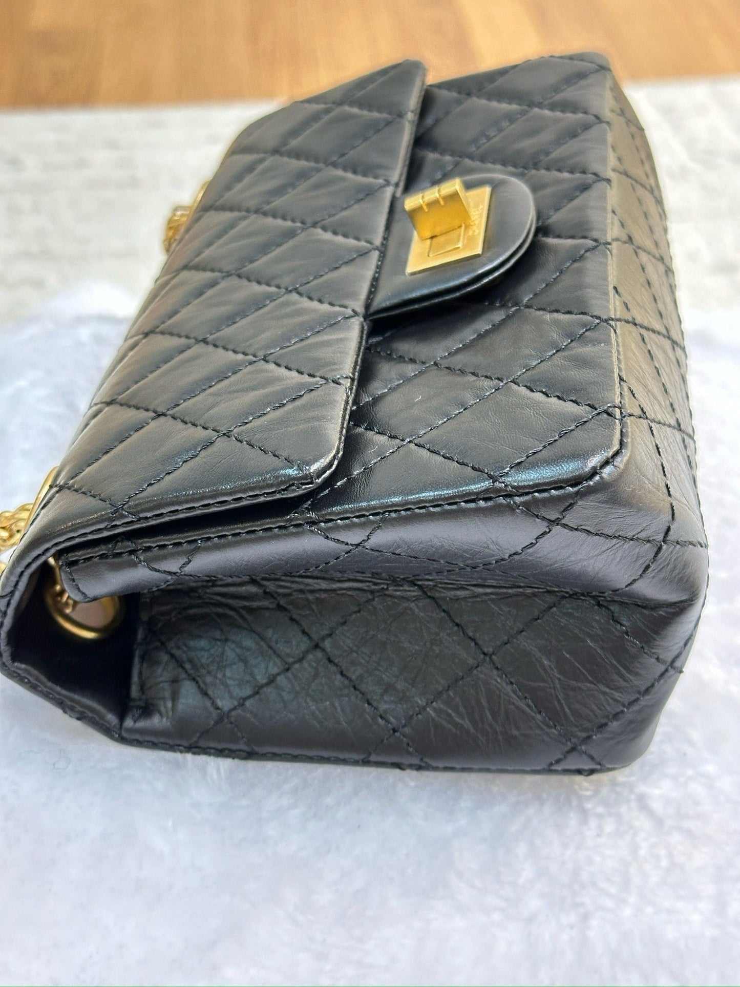 Chanel Mini Aged Calfskin Quilted 2.55 Reissue Flap Black Bag