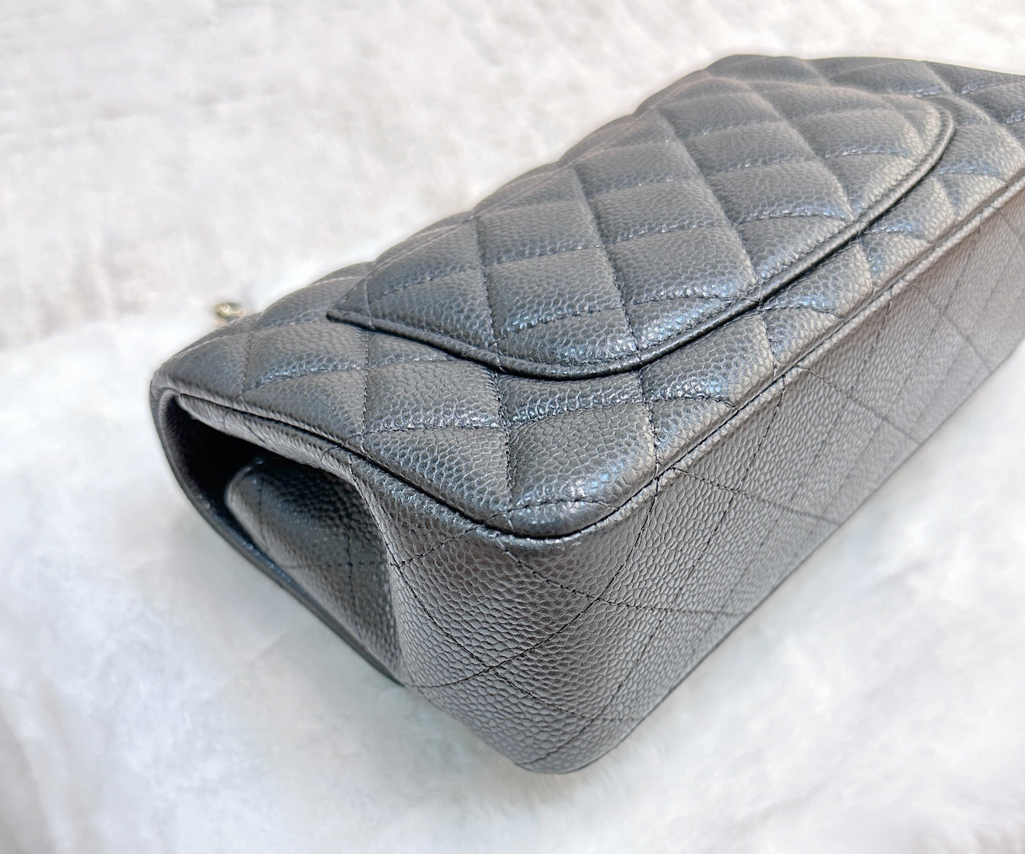 Chanel Classic Mini Rectangular 18S Dark Gray/Grey Quilted Caviar LGHW