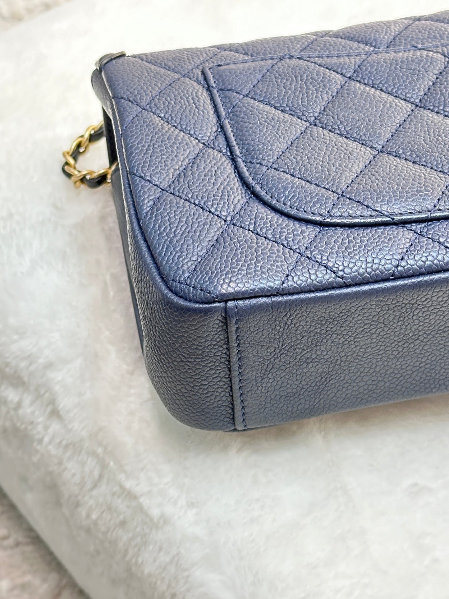 Chanel Caviar Quilted Small CC Filigree Flap Navy Black