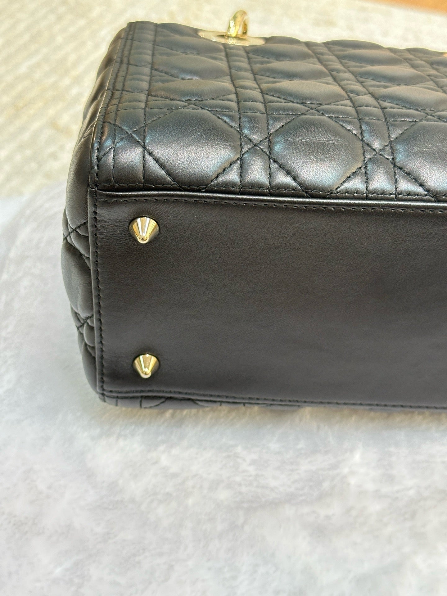 Christian Dior Lambskin Cannage Medium Lady Dior Black GHW