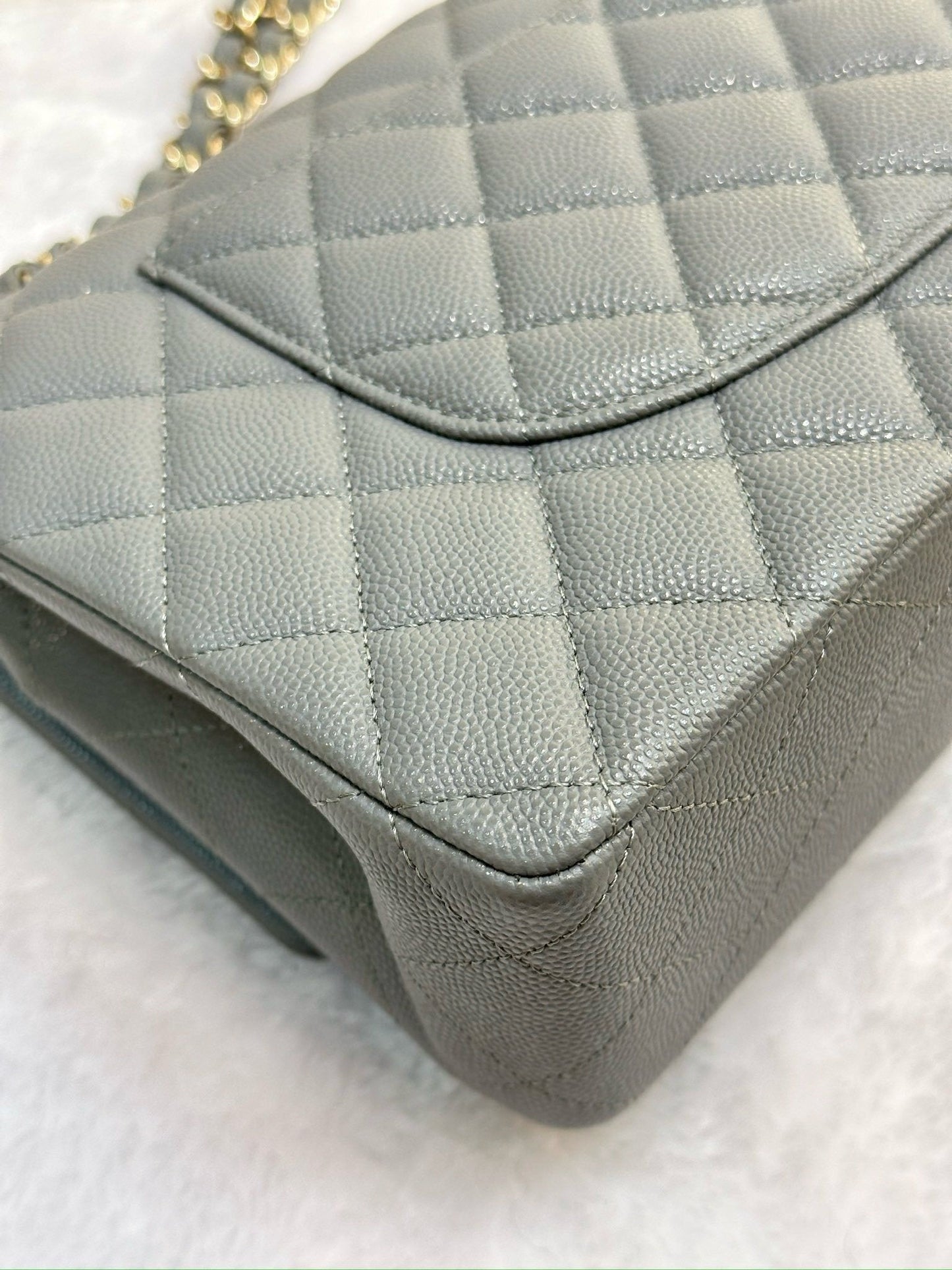 Chanel Medium Caviar Quilted Double Flap Bag Grey LGHW