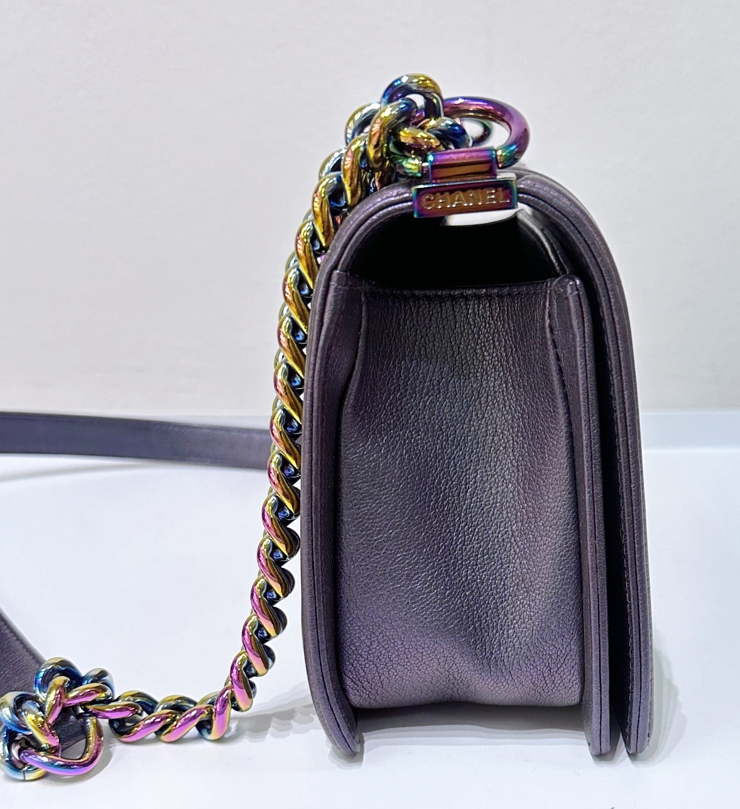 Chanel LeBoy Bag Old Medium Calfskin Purple