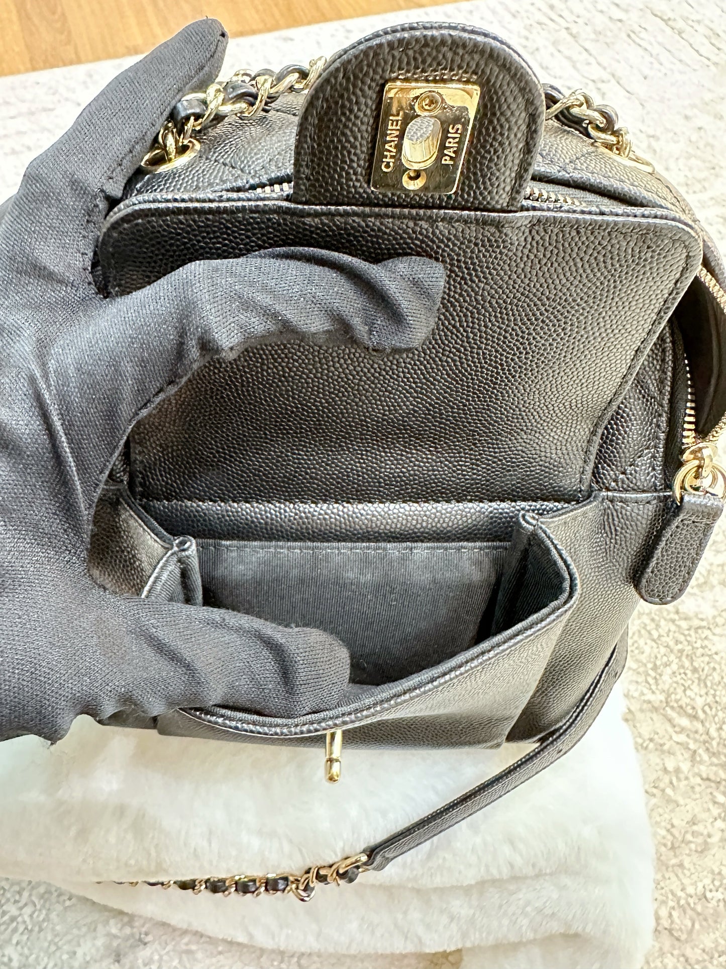 CHANEL Caviar Quilted Small CC Day Backpack Black
