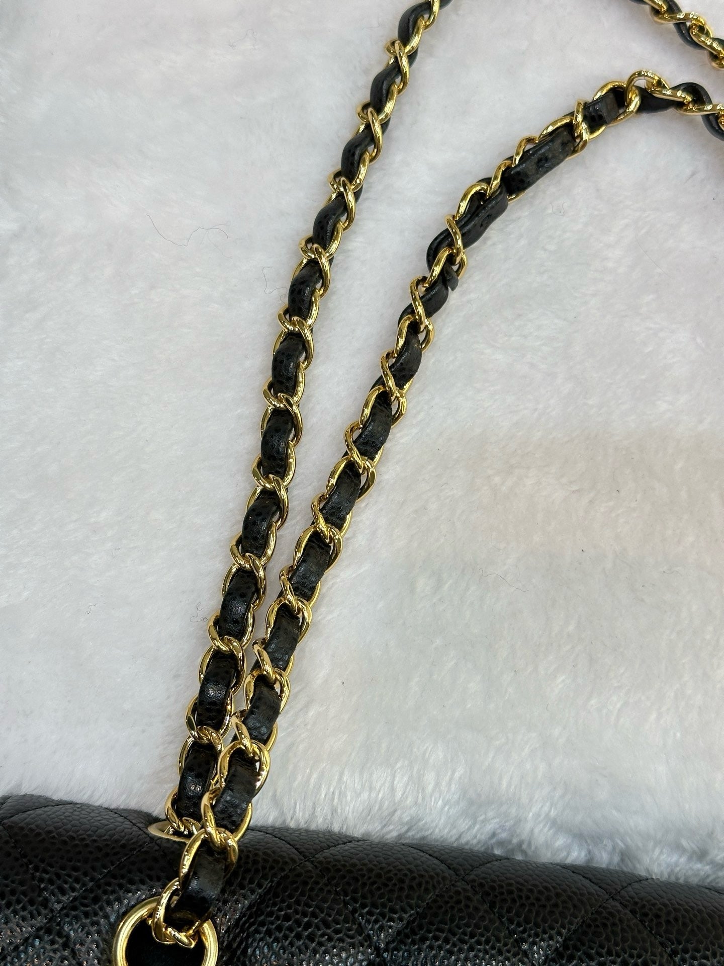 Chanel Medium Classic Quilted Caviar Double Flap Black GHW 2790 holo card