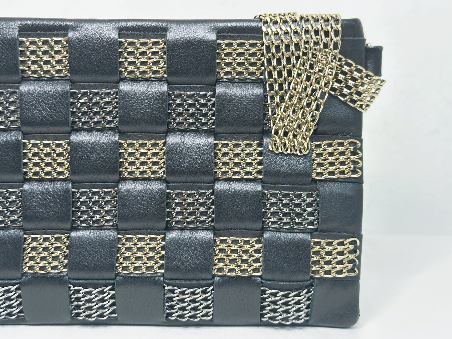 CHANEL VINTAGE WOVEN CLUTCH BAG EVENING 24K GHW 2006 24K GHW 1005 holo card
